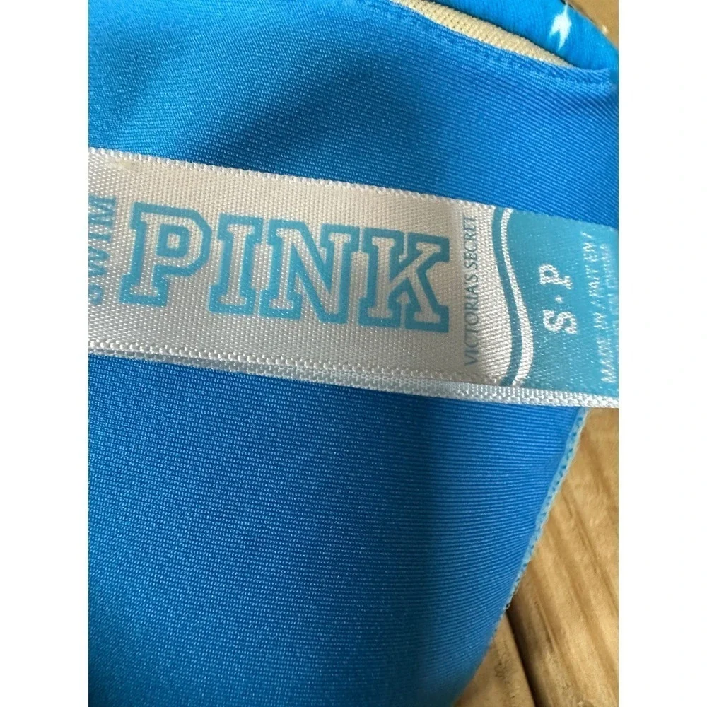 Victoria's Secret Vintage 2010 Blue Black Hearts Tie Bikini Top Size Small